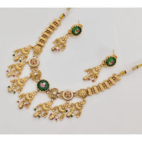 Rajwadi Collection Premium Pota Stone And Pearl Ethnic Necklace Set 