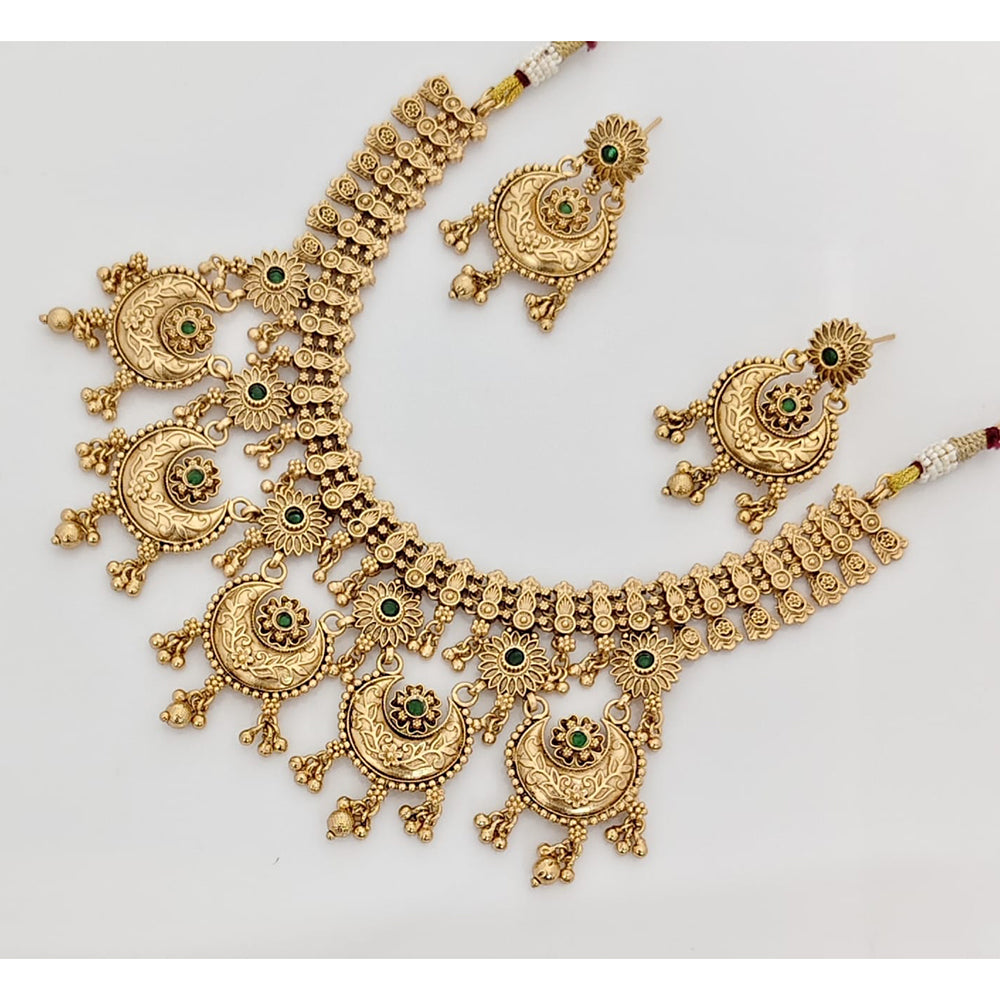 Rajwadi Collection Premium Pota Stone And Pearl Ethnic Necklace Set