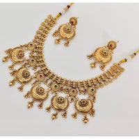 Rajwadi Collection Premium Pota Stone And Pearl Ethnic Necklace Set