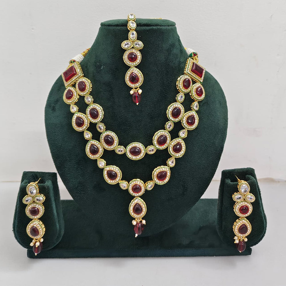Rajwadi Collection Premium Pota And Austrain Pearl Ethnic Necklace Set