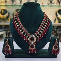 Rajwadi Collection Premium Pota And Austrain Pearl Ethnic Necklace Set 