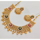 Rajwadi Collection Premium Pota Stone And Pearl Ethnic Necklace Set
