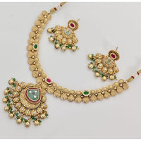 Rajwadi Collection Premium Pota Stone And Pearl Ethnic Necklace Set