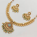 Rajwadi Collection Premium Pota Stone And Pearl Ethnic Necklace Set