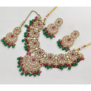 Rajwadi Collection Sparkling Crystal Stone Beads And Pearl Necklace Set
