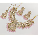 Rajwadi Collection Sparkling Crystal Stone Beads And Pearl Necklace Set