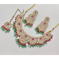 Rajwadi Collection Sparkling Crystal Stone Beads And Pearl Necklace Set 