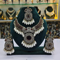 Rajwadi Collection Premium Pota And Austrain Pearl Ethnic Necklace Set