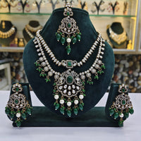 Rajwadi Collection Premium Pota And Austrain Pearl Ethnic Necklace Set 
