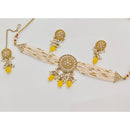 Rajwadi Collection Sparkling Crystal Stone And Pearl Choker Necklace Set