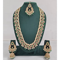 Rajwadi Collection Sparkling Crystal Stone And Pearl Long Necklace Set