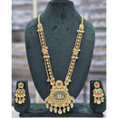 Rajwadi Collection Premium Pota Stone And Pearl Ethnic Long Necklace Set