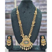 Rajwadi Collection Premium Pota Stone And Pearl Ethnic Long Necklace Set