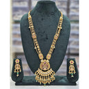 Rajwadi Collection Premium Pota Stone And Pearl Ethnic Long Necklace Set 