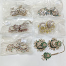 Rajwadi Collection Premium Shine Crystal And Pearl Jhumki Earrings With Maangtikka