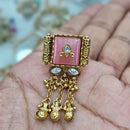 Rajwadi Collection Antique Finish Pota Stone And Pearl Finger Ring