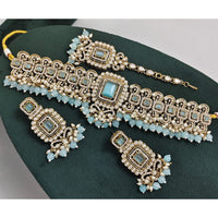 Rajwadi Collection Austrian Stone Pearl And Beads Choker Necklace Set 