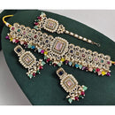Rajwadi Collection Austrian Stone Pearl And Beads Choker Necklace Set