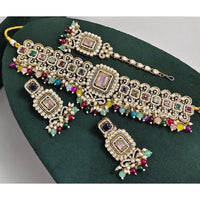 Rajwadi Collection Austrian Stone Pearl And Beads Choker Necklace Set