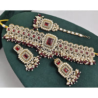 Rajwadi Collection Austrian Stone Pearl And Beads Choker Necklace Set