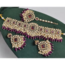 Rajwadi Collection Crystal Stone Pearl And Beads Choker Necklace Set