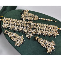 Rajwadi Collection Crystal Stone Pearl And Beads Choker Necklace Set 