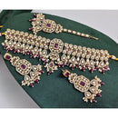 Rajwadi Collection Crystal Stone Pearl And Beads Choker Necklace Set