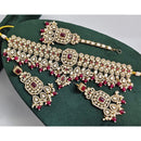 Rajwadi Collection Crystal Stone Pearl And Beads Choker Necklace Set