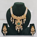 Rajwadi Collection Premium Quality Pota Stone And Pearl Meenakari Necklace Set