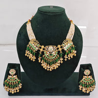 Rajwadi Collection Premium Quality Pota Stone And Pearl Necklace Set