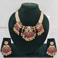 Rajwadi Collection Premium Quality Pota Stone And Pearl Necklace Set