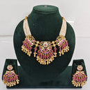 Rajwadi Collection Premium Quality Pota Stone And Pearl Necklace Set