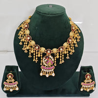 Rajwadi Collection Premium Quality Pota Stone And Pearl Necklace Set