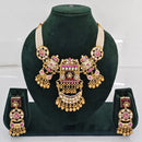 Rajwadi Collection Premium Quality Pota Stone And Pearl Necklace Set