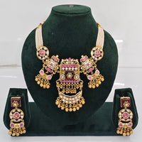 Rajwadi Collection Premium Quality Pota Stone And Pearl Necklace Set