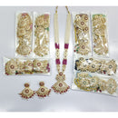Rajwadi Collection Premium Quality Pota Stone And Pearl Long Necklace Set