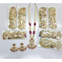 Rajwadi Collection Premium Quality Pota Stone And Pearl Long Necklace Set