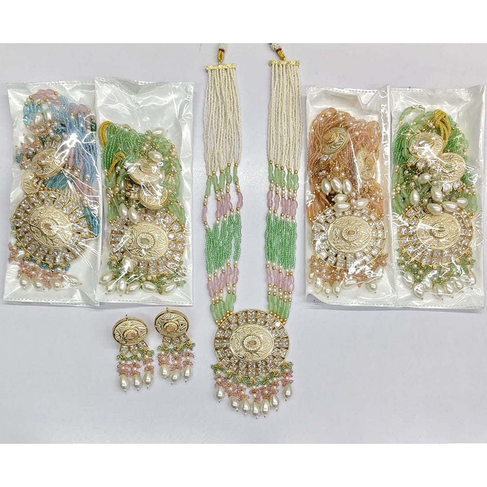 Rajwadi Collection Royal Pota Stone Pearl And Beads Necklace Set