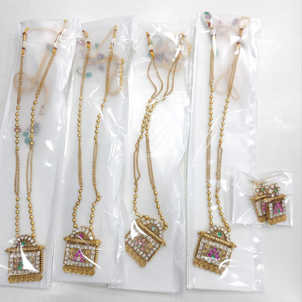 Rajwadi Collection Royal Pota Stone Pearl And Beads Long Necklace Set