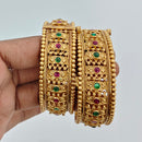 Rajwadi Collection High Gold Plated Traditional Pota Stone Openable Bangles Set 