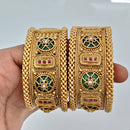 Rajwadi Collection High Gold Plated Traditional Pota Stone Openable Bangles Set 