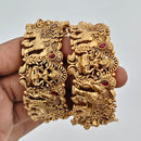 Rajwadi Collection High Gold Plated Traditional Pota Stone Openable Bangles Set 