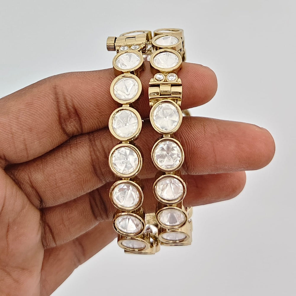 Rajwadi Collection Heritage Polki Kundan Stone Openbale Bangles Set