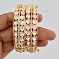Rajwadi Collection Heritage Polki Kundan Stone Openbale Bangles Set