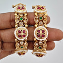 Rajwadi Collection Heritage Pota Stone And Pearl Openable Bangles Set 