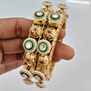 Rajwadi Collection Heritage Pota Stone And Pearl Openable Bangles Set 