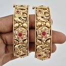 Rajwadi Collection Heritage Pota Stone And Crystal Stone Openable Bangles Set 