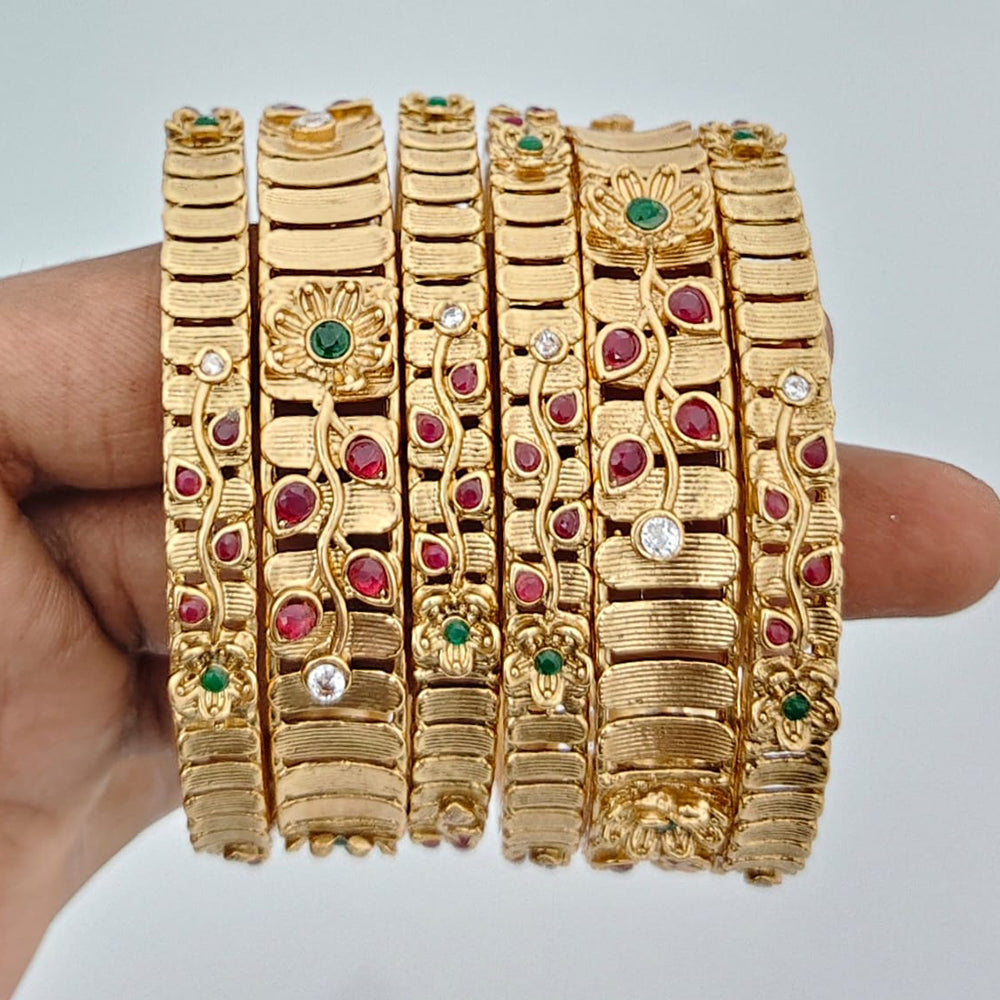 Rajwadi Collection Heritage Pota Stone Bangles Set 