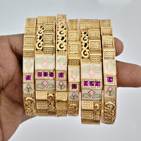 Rajwadi Collection Heritage Pota Stone And Meenakari Openable Bangles Set 
