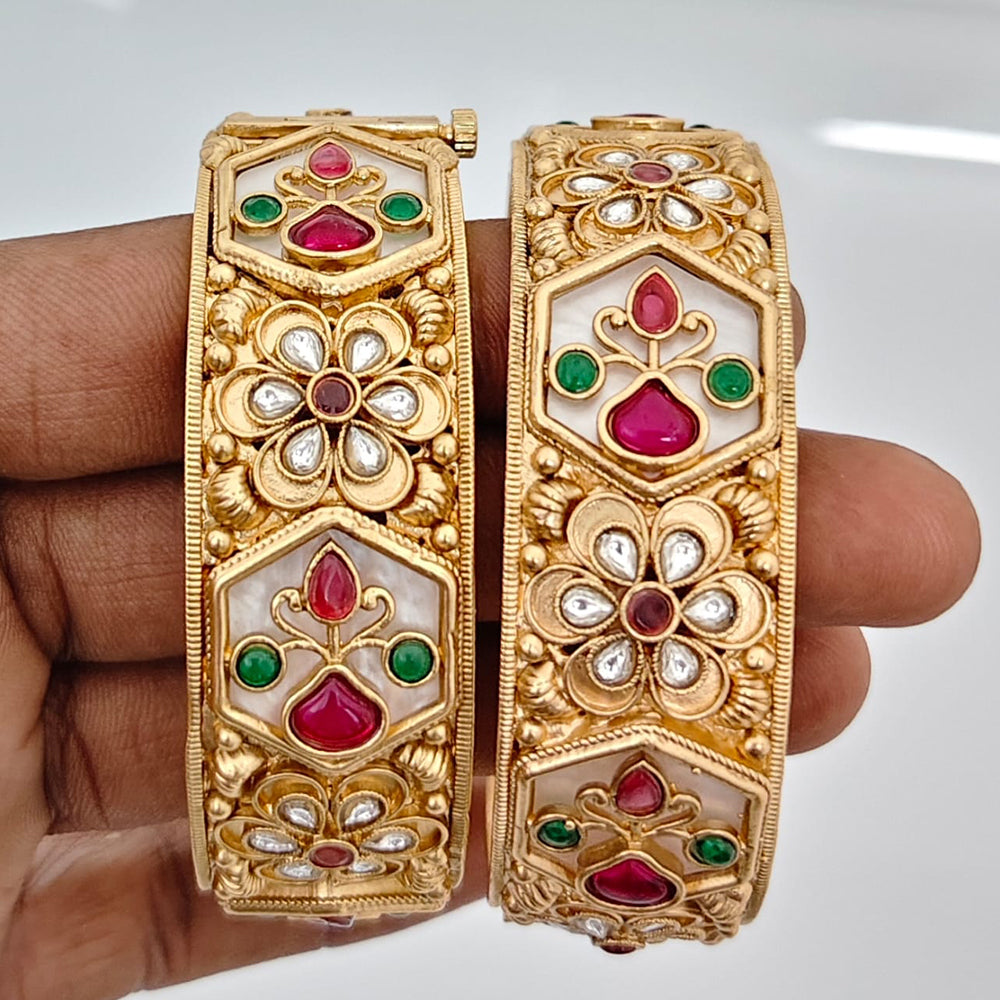 Rajwadi Collection Heritage Pota Stone Bangles Set 